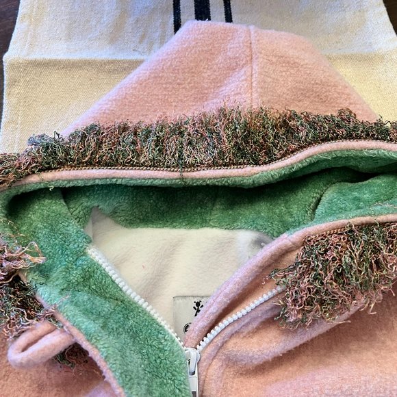 SWeeT + FuN CORKY & CO Pink Fringed Hood Jacket Flower Accents Warm SWiNG COAT 3 - Picture 3 of 11